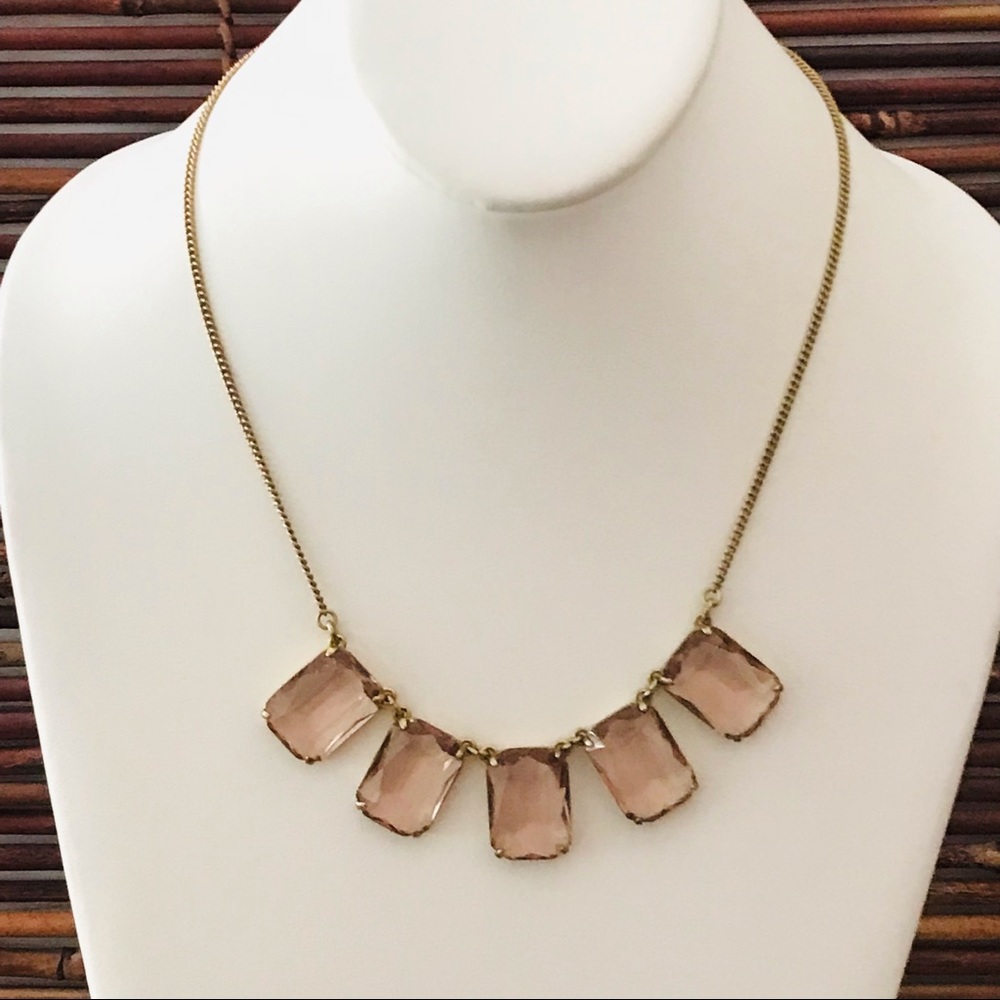 J Crew Rectangular Glass Gem Statement Necklace - image 1